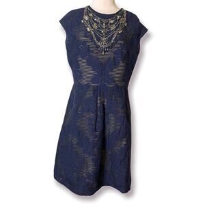 Lela rose necklace jeweled collar floral dress sz 12